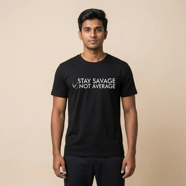 Black_Cotton_Stay_Savage_Not_Average_Motivational_T-Shirt_For_Unisex