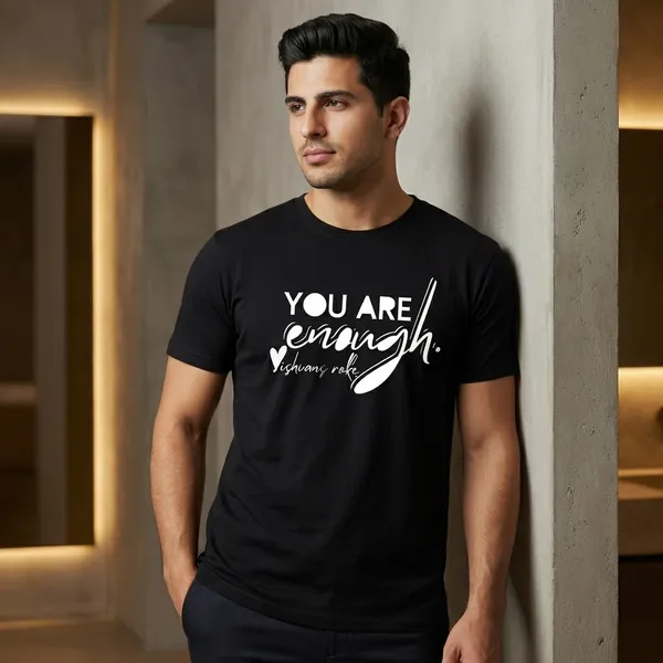 Black_Cotton_You_Are_Enough_Motivational_T-Shirt_For_Unisex