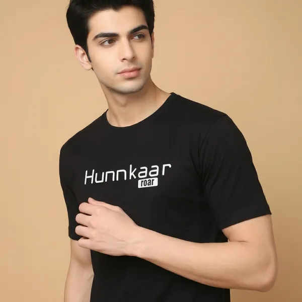 Black_Cotton_Hunnkaar_Roar_Printed_Cotton_T-Shirt_For_Unisex