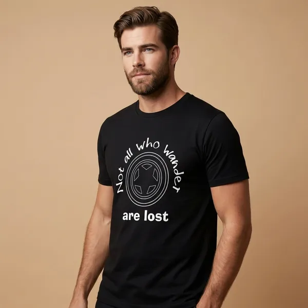 Black_Cotton_Not_All_Who_Wander_Are_Lost_Graphic_T-Shirt_With_Compass_Design_For_Unisex