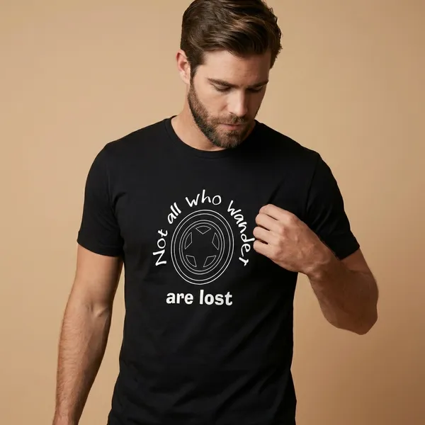 Black_Cotton_Not_All_Who_Wander_Are_Lost_Graphic_T-Shirt_With_Compass_Design_For_Unisex