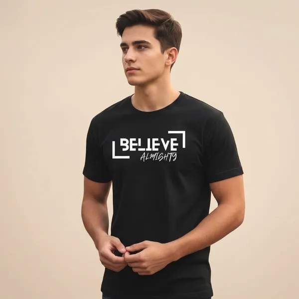 Black_Cotton_Believe_Almighty_Motivational_Graphic_T-Shirt_For_Unisex