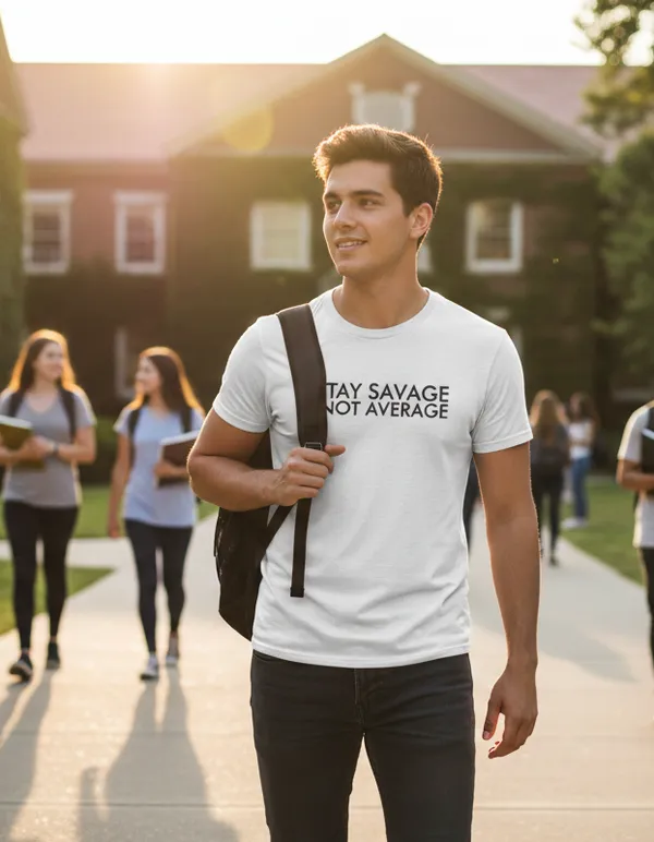 White_Cotton_Stay_Savage_Not_Average_Motivational_T-Shirt_For_Unisex
