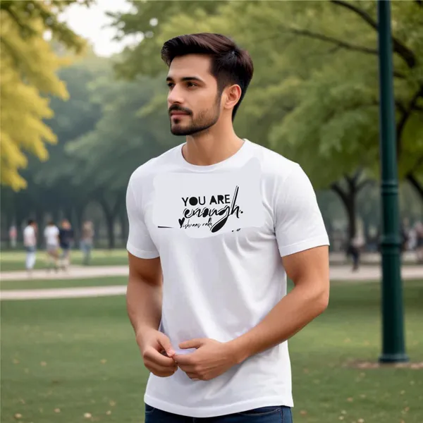 White_Cotton_You_Are_Enough_Inspirational_T-Shirt_For_Unisex