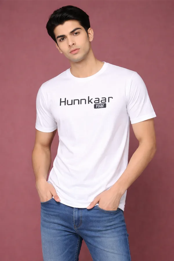 White_Cotton_Hunnkaar_Roar_Printed_T-Shirt_For_Unisex