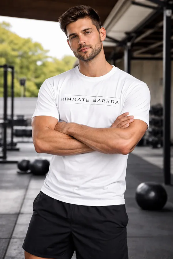 White_Cotton_Himmate_Marrda_Printed_Gym_T-Shirt_For_Unisex