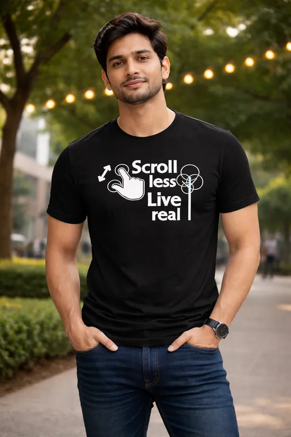 Black_Cotton_Scroll_Less_Live_Real_Cotton_T-Shirt_For_Unisex