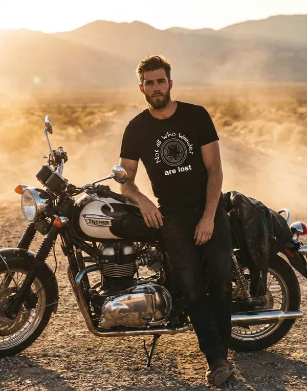 Black_Cotton_Not_All_Who_Wander_Are_Lost_Graphic_T-Shirt_With_Compass_Design_For_Unisex