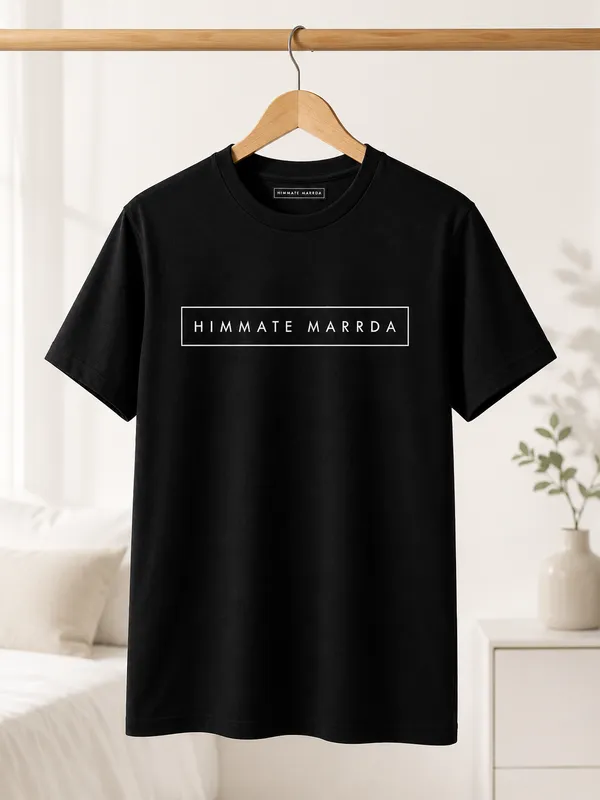 Black_Cotton_Himmate_Marrda_T-Shirt_For_Unisex