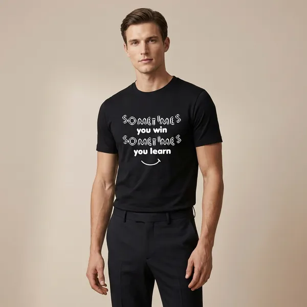 Black_Cotton_Motivational_Quote_Graphic_Sometimes_You_Win_Sometimes_You_Learn_T-Shirt__For_Unisex