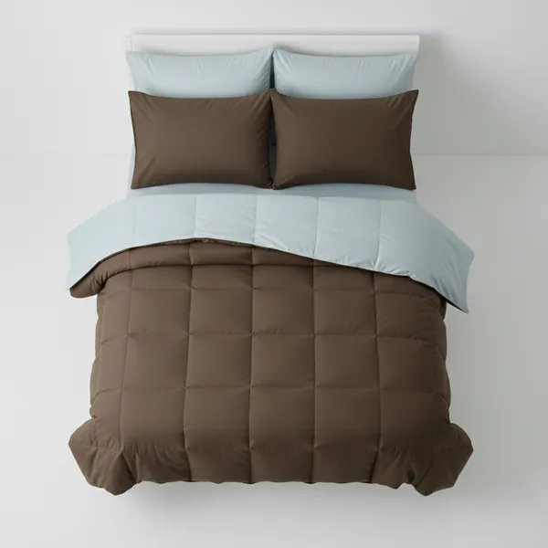 Signature_Reversible_Box-Stitch_Comforter_Premium_Down-Feel_Insert_With_4_Corner_Tabs,_Machine_Washable_(Grey_And_Brown)