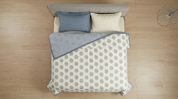 Dohar_Premium_100%_Cotton_Single_Bed_Floral_Medallion_Motif,_All_Season_Reversible_Blanket,_Soft,_Lightweight_And_Breathable_Ac_Dohar/Quilt/Blanket/For_Bed_Light_Grey