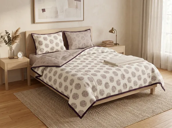 Dohar_Premium_100%_Cotton_Single_Bed_Floral_Medallion_Motif,_All_Season_Reversible_Blanket,_Soft,_Lightweight_And_Breathable_Ac_Dohar/Quilt/Blanket/For_Bed_Beige