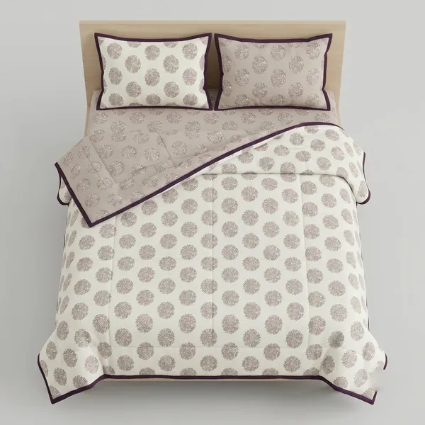 Dohar_Premium_100%_Cotton_Single_Bed_Floral_Medallion_Motif,_All_Season_Reversible_Blanket,_Soft,_Lightweight_And_Breathable_Ac_Dohar/Quilt/Blanket/For_Bed_Beige