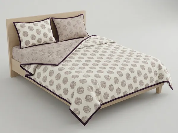 Dohar_Premium_100%_Cotton_Single_Bed_Floral_Medallion_Motif,_All_Season_Reversible_Blanket,_Soft,_Lightweight_And_Breathable_Ac_Dohar/Quilt/Blanket/For_Bed_Beige
