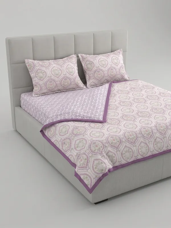 Dohar_Premium_100%_Cotton_Single_Bed_Pink/Lavender_Medallion,_All_Season_Reversible_Blanket,Lightweight_&_Breathable_Blanket_for_Bed,_Sofa_AC_Blanket_220_x_146cm