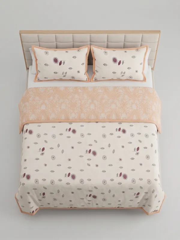 Dohar_Premium_100%_Cotton_Double_Bed_Terracotta_Peach_Floral_Mandala,_All_Season_Reversible_Blanket,_Lightweight_&_Breathable_Blanket_for_Bed_Sofa_AC_Blanket_220x250cm