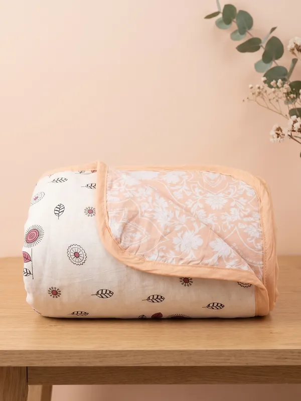 Dohar_Premium_100%_Cotton_Double_Bed_Terracotta_Peach_Floral_Mandala,_All_Season_Reversible_Blanket,_Lightweight_&_Breathable_Blanket_for_Bed_Sofa_AC_Blanket_220x250cm