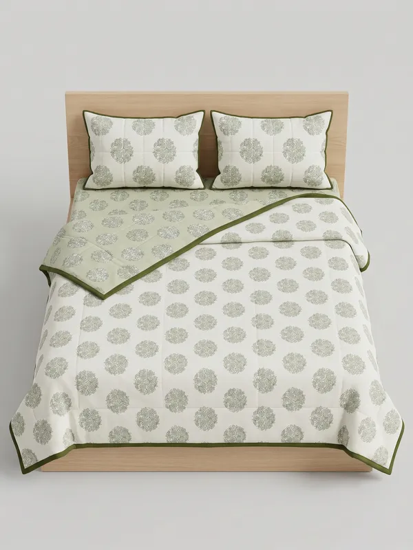 Dohar_Premium_100%_Cotton_Single_Bed_Floral_Medallion_Motif,_All_Season_Reversible_Blanket,_Soft,_Lightweight_And_Breathable_Ac_Dohar/Quilt/Blanket/For_Bed_Off-White