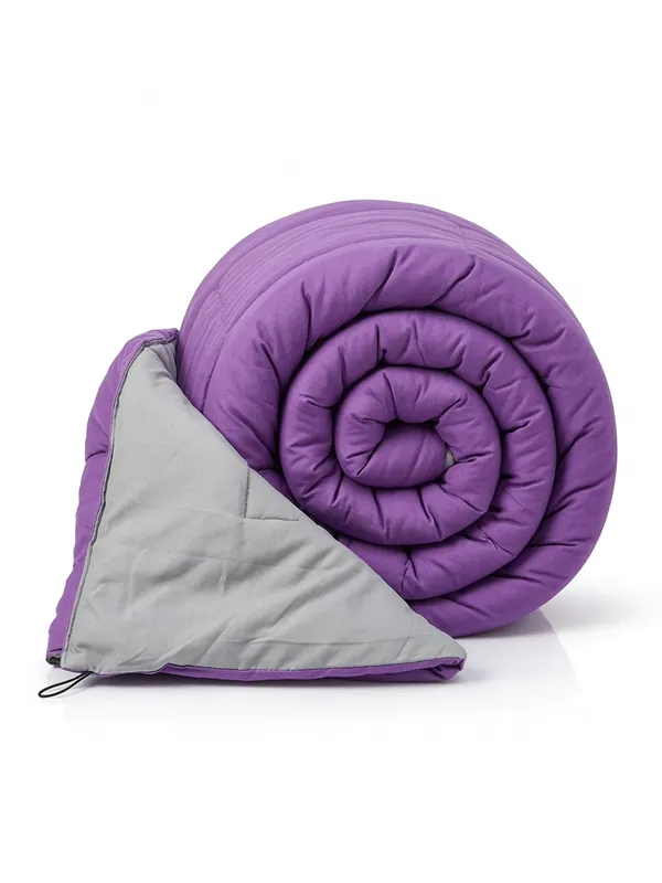 Signature_Reversible_Box-Stitch_Double_Comforter_Premium_Down-Feel_Insert_With_4_Corner_Tabs,_Machine_Washable_(Grey_And_Purple)