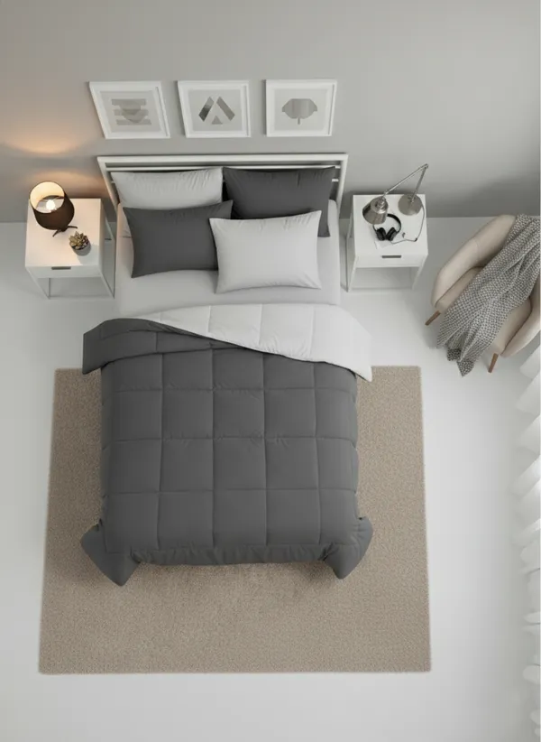 Signature_Reversible_Box-Stitch_Double_Comforter_Premium_Down-Feel_Insert_With_4_Corner_Tabs,_Machine_Washable_(Graphite_Grey_And_Silver)