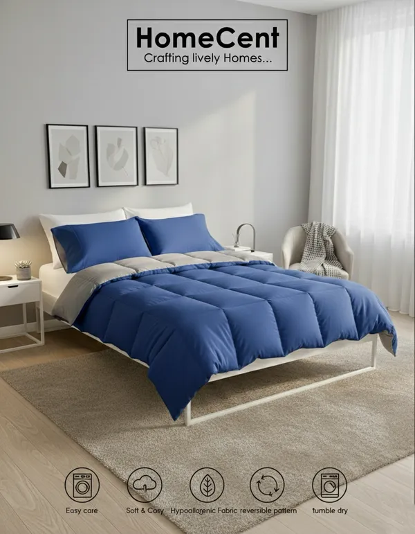 Signature_Reversible_Box-Stitch_Double_Comforter_Premium_Down-Feel_Insert_With_4_Corner_Tabs,_Machine_Washable_(Grey_And_Blue)