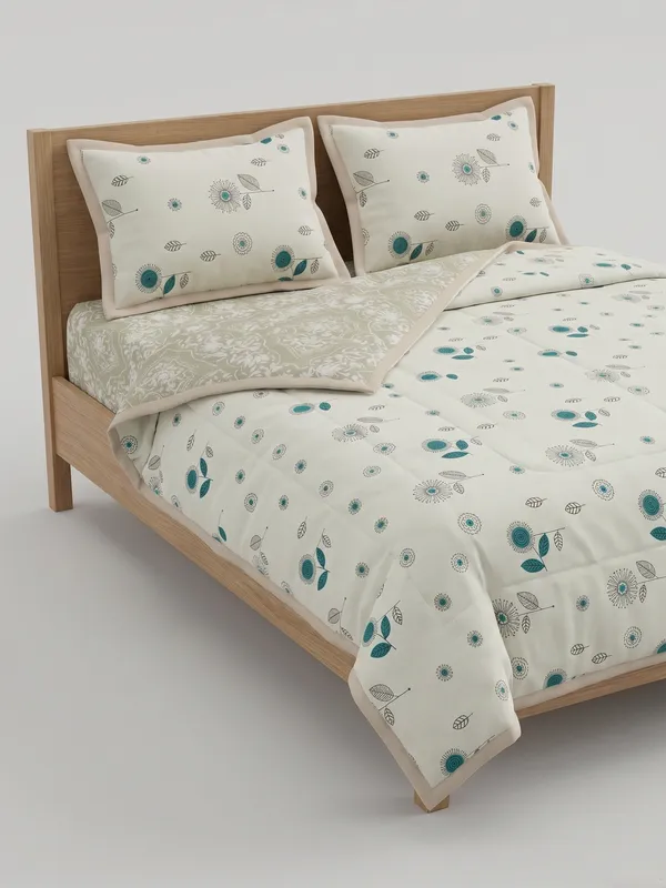 Dohar_Premium_100%_Cotton_Double_Bed_Sage_Teal_Floral_Mandala,_All_Season_Reversible_Blanket,_Lightweight_&_Breathable_Blanket_for_Bed_Sofa_AC_Blanket_220x250cm