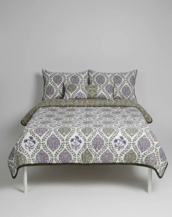 Dohar_Premium_100%_Cotton_Single_Bed_Geometric_Pattern_Tile,_All_Season_Reversible_Blanket,_Soft,_Lightweight_And_Breathable_Ac_Dohar/Quilt/Blanket/For_Bed_Royal_Purple