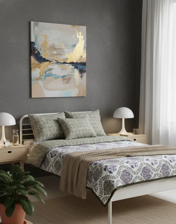 Dohar_Premium_100%_Cotton_Single_Bed_Geometric_Pattern_Tile,_All_Season_Reversible_Blanket,_Soft,_Lightweight_And_Breathable_Ac_Dohar/Quilt/Blanket/For_Bed_Royal_Purple