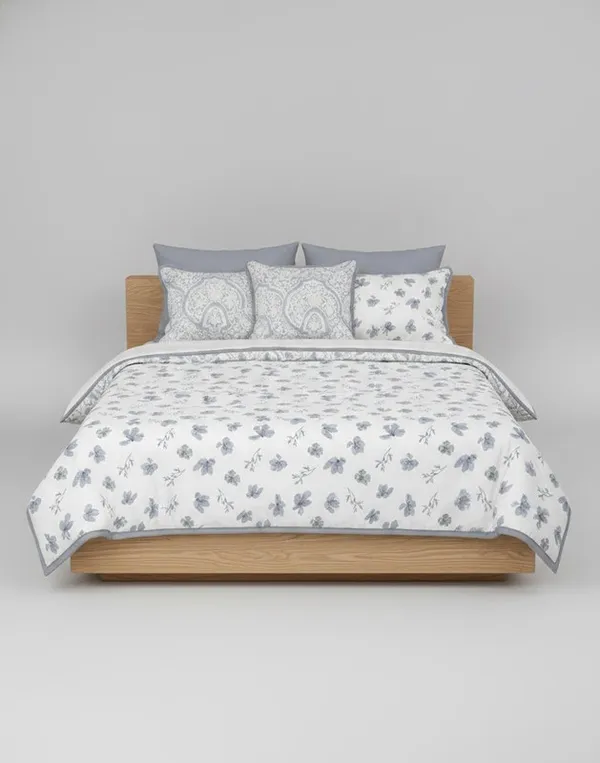Dohar_Premium_100%_Cotton_Single_Bed_French_Floral_Sprig,_All_Season_Reversible_Blanket,_Soft,_Lightweight_And_Breathable_Ac_Dohar/Quilt/Blanket/For_Bed_Dusty_Blue