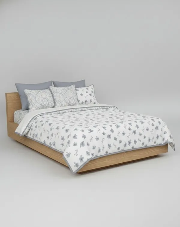 Dohar_Premium_100%_Cotton_Single_Bed_French_Floral_Sprig,_All_Season_Reversible_Blanket,_Soft,_Lightweight_And_Breathable_Ac_Dohar/Quilt/Blanket/For_Bed_Dusty_Blue
