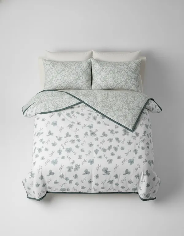 Dohar_Premium_100%_Cotton_Single_Bed_French_Floral_Sprig,_All_Season_Reversible_Blanket,_Soft,_Lightweight_And_Breathable_Ac_Dohar/Quilt/Blanket/For_Bed_Sage_Green