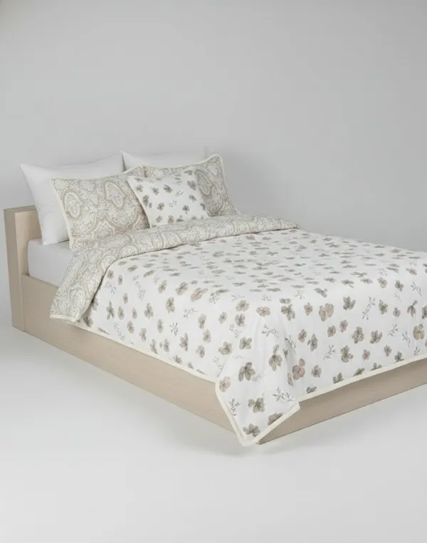 Dohar_Premium_100%_Cotton_Single_Bed_French_Floral_Sprig,_All_Season_Reversible_Blanket,_Soft,_Lightweight_And_Breathable_Ac_Dohar/Quilt/Blanket/For_Bed_Taupe/Bronze