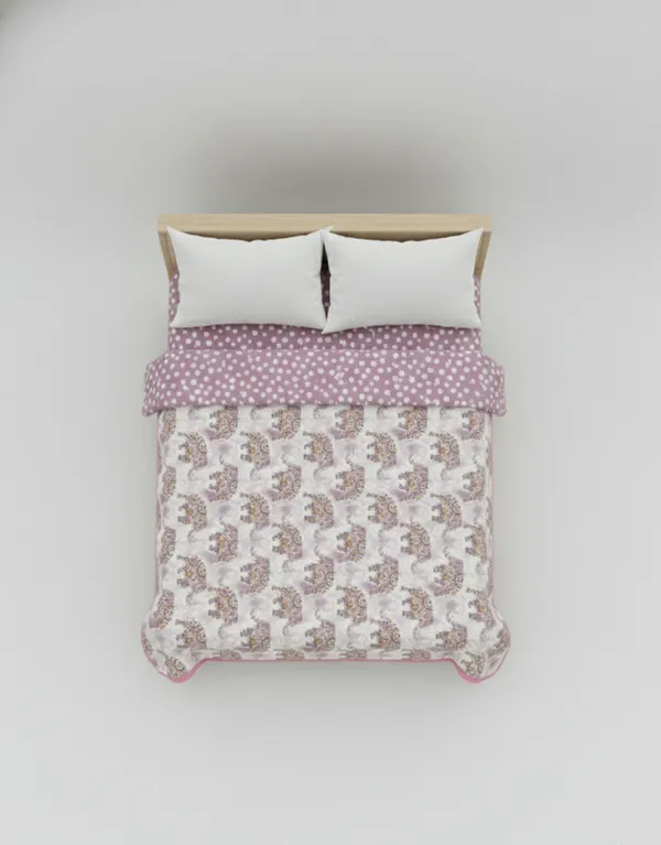Dohar_Premium_100%_Cotton_Double_Bed_The_Heritage_Trunk,_All_Season_Reversible_Blanket,_Soft,_Lightweight_And_Breathable_Ac_Dohar/Quilt/Blanket/For_Bed_Blanket_Lavender/Pink