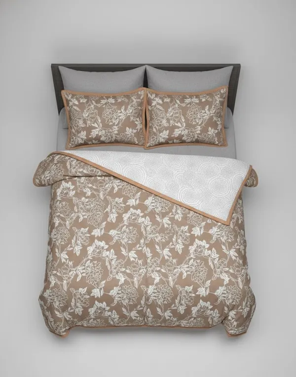 Dohar_Premium_100%_Cotton_Single_Bed_Traditional_Botanical,_All_Season_Reversible_Blanket,_Soft,_Lightweight_And_Breathable_Ac_Dohar/Quilt/Blanket/For_Bed_Bronze/Tan