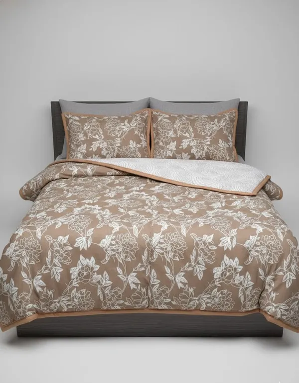 Dohar_Premium_100%_Cotton_Single_Bed_Traditional_Botanical,_All_Season_Reversible_Blanket,_Soft,_Lightweight_And_Breathable_Ac_Dohar/Quilt/Blanket/For_Bed_Bronze/Tan