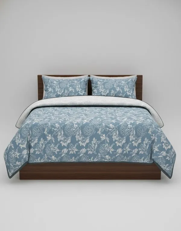 Dohar_Premium_100%_Cotton_Single_Bed_Traditional_Botanical,_All_Season_Reversible_Blanket,_Soft,_Lightweight_And_Breathable_Ac_Dohar/Quilt/Blanket/For_Bed_Dust_Blue