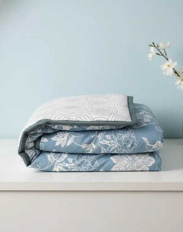 Dohar_Premium_100%_Cotton_Single_Bed_Traditional_Botanical,_All_Season_Reversible_Blanket,_Soft,_Lightweight_And_Breathable_Ac_Dohar/Quilt/Blanket/For_Bed_Dust_Blue