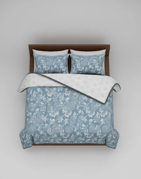 Dohar_Premium_100%_Cotton_Single_Bed_Traditional_Botanical,_All_Season_Reversible_Blanket,_Soft,_Lightweight_And_Breathable_Ac_Dohar/Quilt/Blanket/For_Bed_Dust_Blue