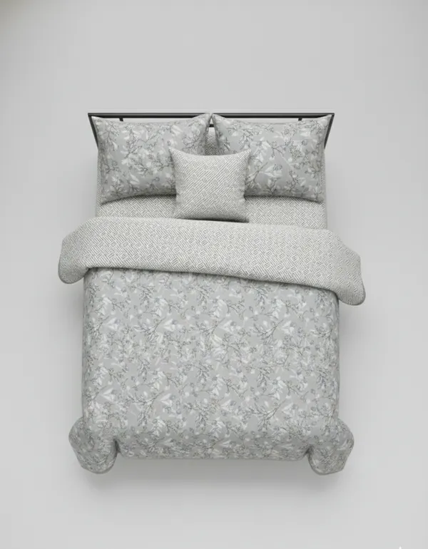 Dohar_Premium_100%_Cotton_Single_Bed_Floral_Sprig_&_Geometric,_All_Season_Reversible_Blanket,_Soft,_Lightweight_And_Breathable_Ac_Dohar/Quilt/Blanket/For_Bed_Steel_Grey