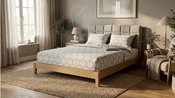 Diamond_Geometric_Cotton_Bedding_Set_Single_Bed_Sheet_Comforter_Lightweight,_Durable_&_Cozy_Ideal_For_Everyday_Use_&_Mild_Winter_,_Grey/Silver