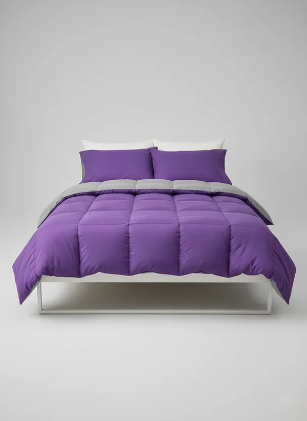 Signature_Reversible_Box-Stitch_Comforter_Premium_Down-Feel_Insert_With_4_Corner_Tabs,_Machine_Washable_(Grey_And_Purple)