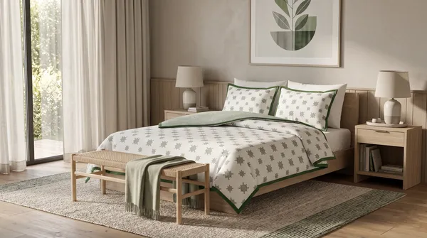Dohar_Premium_100%_Cotton_Single_Bed_Symmetrical_Print_Style.,_All_Season_Reversible_Blanket,_Soft,_Lightweight_And_Breathable_Ac_Dohar/Quilt/Blanket/For_Bed_Grey_&_White