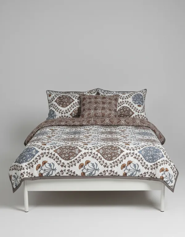 Dohar_Premium_100%_Cotton_Single_Bed_Geometric_Pattern_Tile,_All_Season_Reversible_Blanket,_Soft,_Lightweight_And_Breathable_Ac_Dohar/Quilt/Blanket/For_Bed_Charcoal_Grey