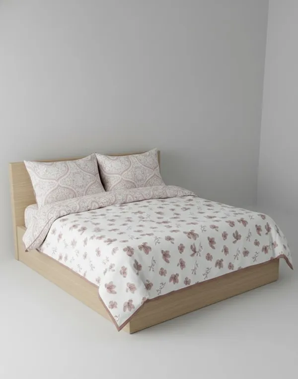 Dohar_Premium_100%_Cotton_Single_Bed_French_Floral_Sprig,_All_Season_Reversible_Blanket,_Soft,_Lightweight_And_Breathable_Ac_Dohar/Quilt/Blanket/For_Bed_Rose_Pink