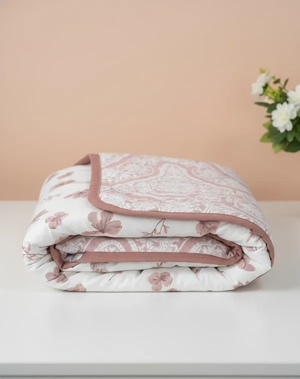 Dohar_Premium_100%_Cotton_Single_Bed_French_Floral_Sprig,_All_Season_Reversible_Blanket,_Soft,_Lightweight_And_Breathable_Ac_Dohar/Quilt/Blanket/For_Bed_Rose_Pink