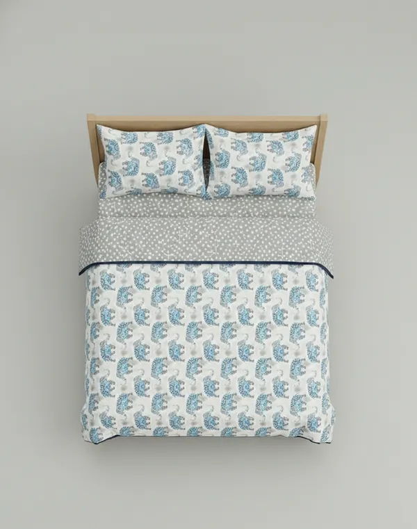 Dohar_Premium_100%_Cotton_Single_Bed_The_Heritage_Trunk,_All_Season_Reversible_Blanket,_Soft,_Lightweight_And_Breathable_Ac_Dohar/Quilt/Blanket/For_Bed_Grey/Blue