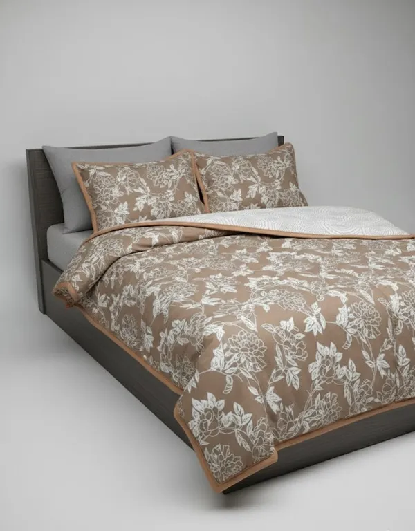 Dohar_Premium_100%_Cotton_Double_Bed_Traditional_Botanical,_All_Season_Reversible_Blanket,_Soft,_Lightweight_And_Breathable_Ac_Dohar/Quilt/Blanket/For_Bed_Bronze/Tan,220_X_250_Cms