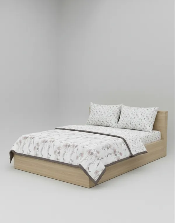 Dohar_Premium_100%_Cotton_Double_Bed_Botanical_Sketch,_All_Season_Reversible_Blanket,_Soft,_Lightweight_And_Breathable_Ac_Dohar/Quilt/Blanket/For_Bed_Blanket_Taupe/Beige