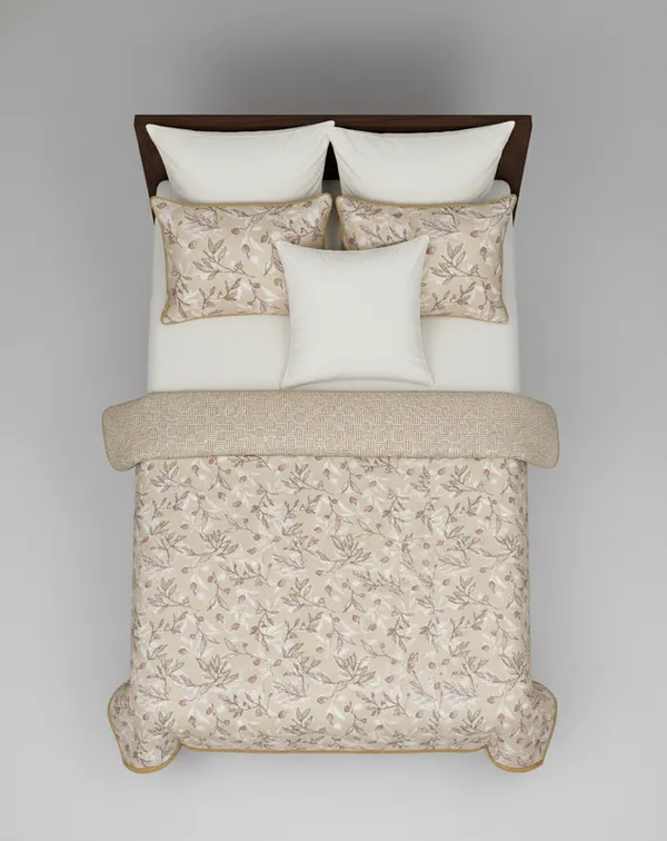 Dohar_Premium_100%_Cotton_Double_Bed_Floral_Sprig_&_Geometric,_All_Season_Reversible_Blanket,_Soft,_Lightweight_And_Breathable_Ac_Dohar/Quilt/Blanket/For_Bed_Sandy_Gold
